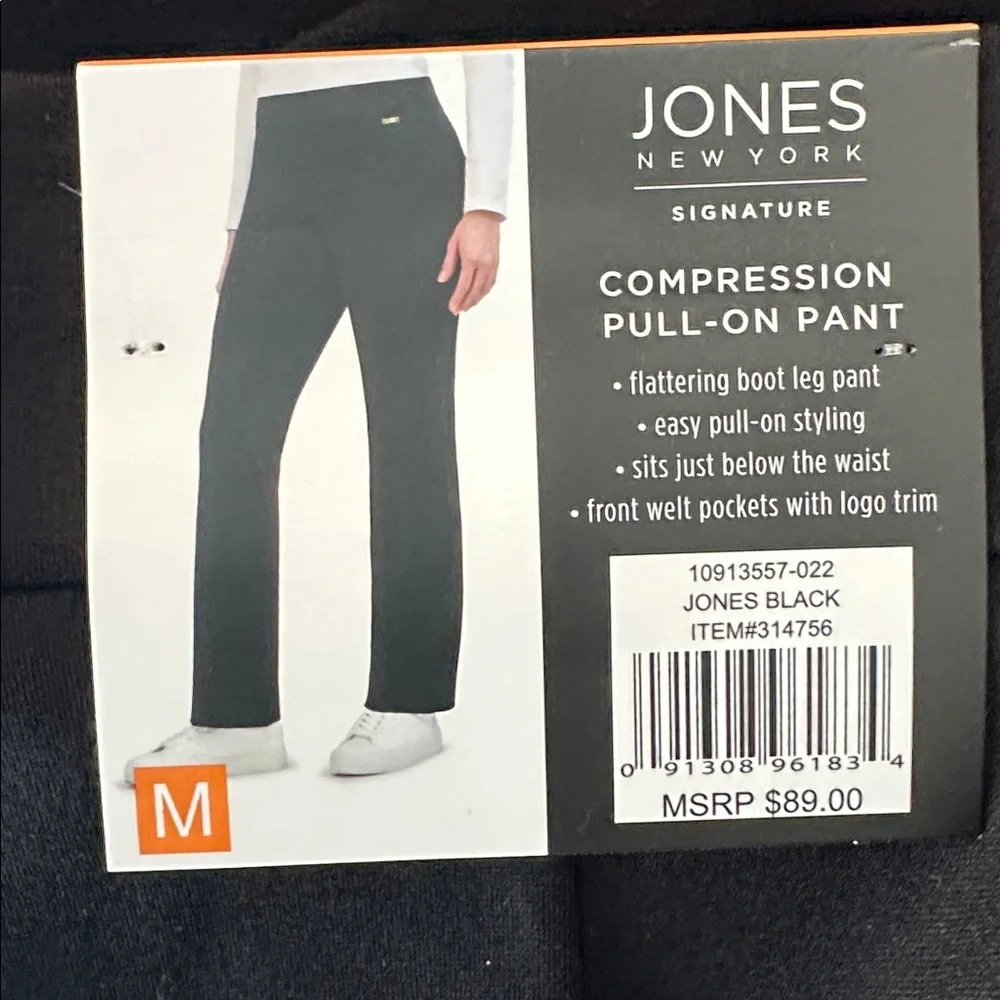Jones New York Signature Compression Black Pull On Straight Leg Pants